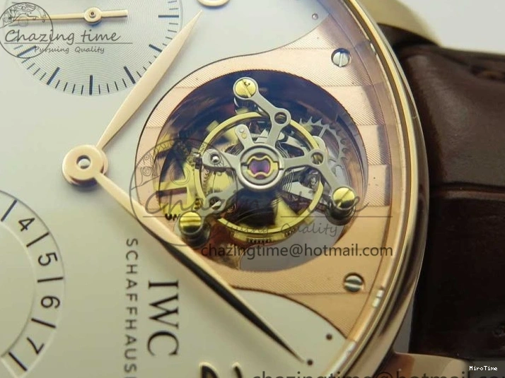 MIROTIME 0217 Portuguese Tourbillon IW5046 RG ZF Best Edition White Dial on Brown Leather Strap UrbanStyle 7144